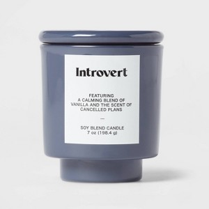 7oz Navy Exterior Painted Glass with Glass Lid Introvert Candle Blue - Room Essentials™ - 1 of 3