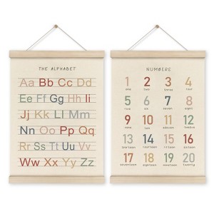Aoibox Alphabet Numbers Poster Hanger Frame Set of 2, Nursery Wall Decor, ABC Banner Poster Wall Art with Wooden Frames - 1 of 4