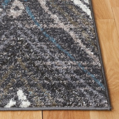 Gray Synthetic 95" Easy-Care Hand-Knotted Area Rug