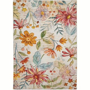 HomeStock Outdoor Washable Daytona Ivory & Pink 5' X7', Machine Woven with Printed Designs, Coastal - 1 of 4