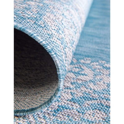 Aqua Blue Synthetic 8' x 11' Flat Woven Outdoor Rug