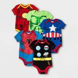 Baby Boys' 5pk Marvel Superheroes Jersey Knit Short Sleeve Bodysuits