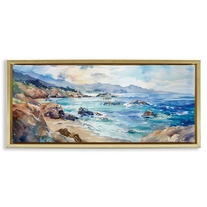 Stupell Industries Blue Toned Beach Edge, Gold, 25" x 11" - 1 of 4