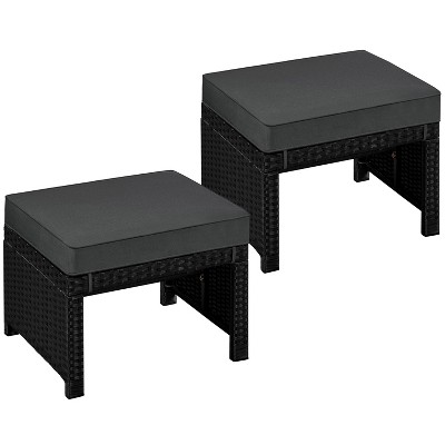 Yaheetech 2PCS Wicker Ottomans for Patio, Backyard