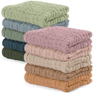 Baby Washcloths Muslin Cotton, Large 10”x10” by Comfy Cubs - 1 of 4