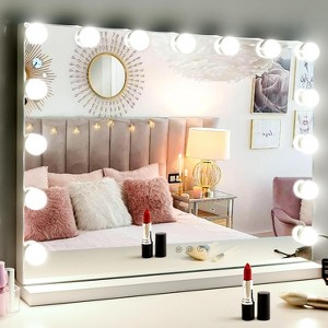 Vanity Mirror with Lights, Dimmable 3-Color LED Hollywood Makeup Mirror for Desk and Wall, Plug-in and USB Charger Included - 1 of 4