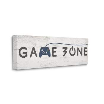Stupell Industries Game Zone Video Gamer Phrase Rustic Blue Controller