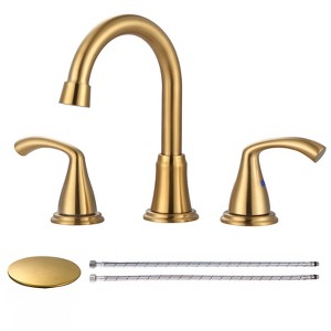 WOWOW 8 in. Widespread Double Handle Bathroom Faucet in Brushed Nickel - 1 of 4