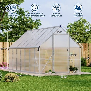 Polycarbonate Greenhouse for Outdoors, Large Walk-InGreenhouse with Quick Setup Structure and Roof Vent, Greenhouse with Ventilation - 1 of 4