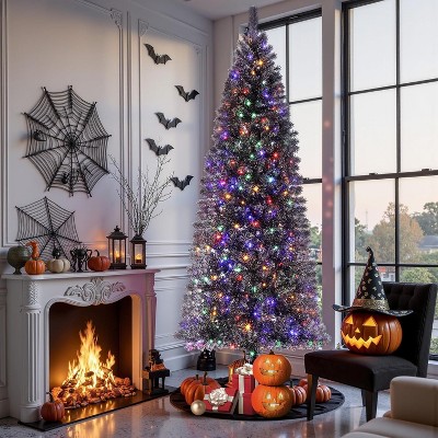 Acekool 4.5FT Pencil Tree, Slim Artificial Tree with Realistic Branch Tips, Sturdy Metal Stand, Prelit, Holiday Decor for Home or Office