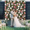 Wikineon Dusty Rose Wall Backdrop: Artificial Flower Panels 4 Pack 15.7x23.6Inch 3D Flower Wall Background for Wedding Birthday Party (5.2ftx2ft) - 2 of 4