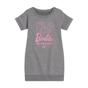 Girls' - Barbie - The Dreamhouse 60th Anniversary Graphic Short Sleeve Fleece Dress - 1 of 3