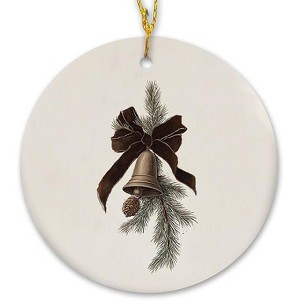Lomsoe Rustic Christmas Tree Bell Ceramic Ornament Gift Winter Christmas Xmas Tree Decorative Hanging Ornaments for Xmas Decor Winter Decor - 1 of 1
