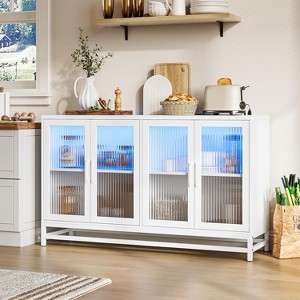Jojoka Sideboard Buffet Storage Cabinet, Wood Accent Kitchen Coffee Bar Cabinet with 4 Doors - 1 of 4