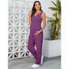 lxt- Women's Maternity 2 Piece Outfits Tank Top and Wide Leg Pants Lounge Set - 2 of 4