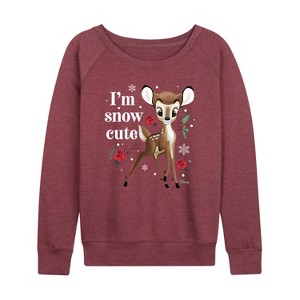 Women's - Disney - Christmas - I'm Snow Cute Lightweight French Terry Wide Neck Long Sleeve Shirt - 1 of 4