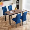 VYNXARIA Dark Blue Velvet High Back Nordic Dining Chair Modern Fabric Chair with Black Legs, Set Of 2 - 2 of 4