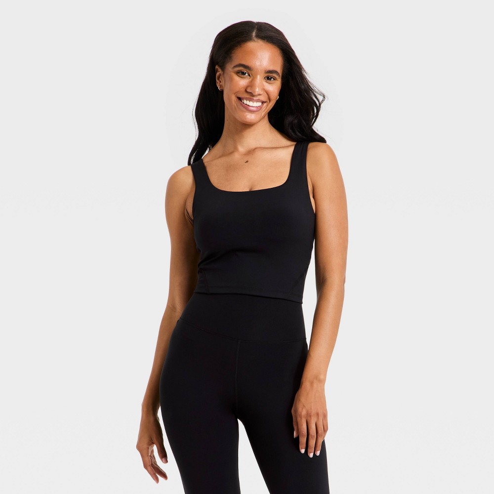 Women's Super Flex Square Neck Ultra Cropped Tank Top - All In Motion™ Black L