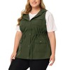 Agnes Orinda Women's Plus Size Utility Sleeveless Anorak Cargo Drawstring Fashion Vests - image 2 of 4