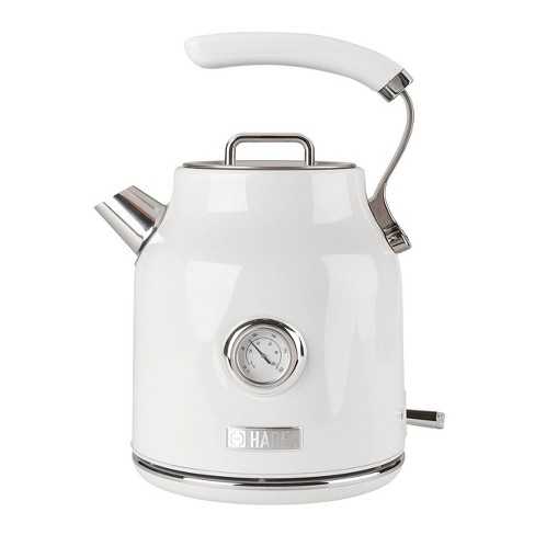 Haden Heritage 1.7 Liter Stainless Steel Body Retro Electric Tea Kettle,  White