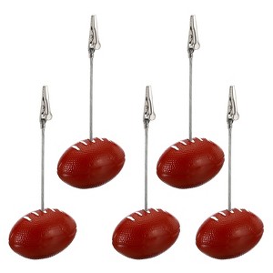 Unique Bargains Metal Football Shape Pictures Table Number Memo Place Card Holder - 1 of 4