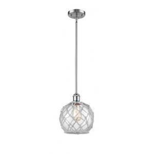 Farmhouse Rope - 1 Light Stem Hung Mini Pendant In Industrial Style-10 Inches Tall and 8 Inches Wide - 1 of 1
