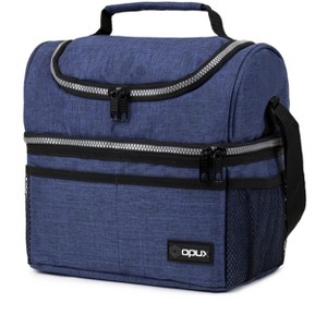 OPUX Double Decker Lunch Box Men Women, Insulated Leakproof Cooler Bag Adult Work, Dual Compartment Pail Tote Boys Girls Kids - 1 of 4