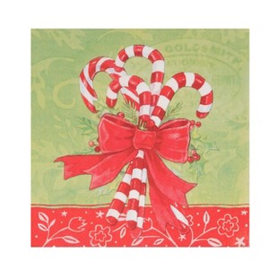 Transpac 6.5 in Multicolor Christmas Candy Cane Napkin Set of 20 Disposable Paper Napkins for Holiday Celebrations - 1 of 2