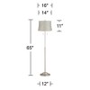 360 Lighting Abba Modern 65" Tall Standing Floor Lamp Skinny Pole Twin Pull Chain Silver Metal Brushed Steel Finish Bedroom Drum Newlin Cream Shade - 4 of 4