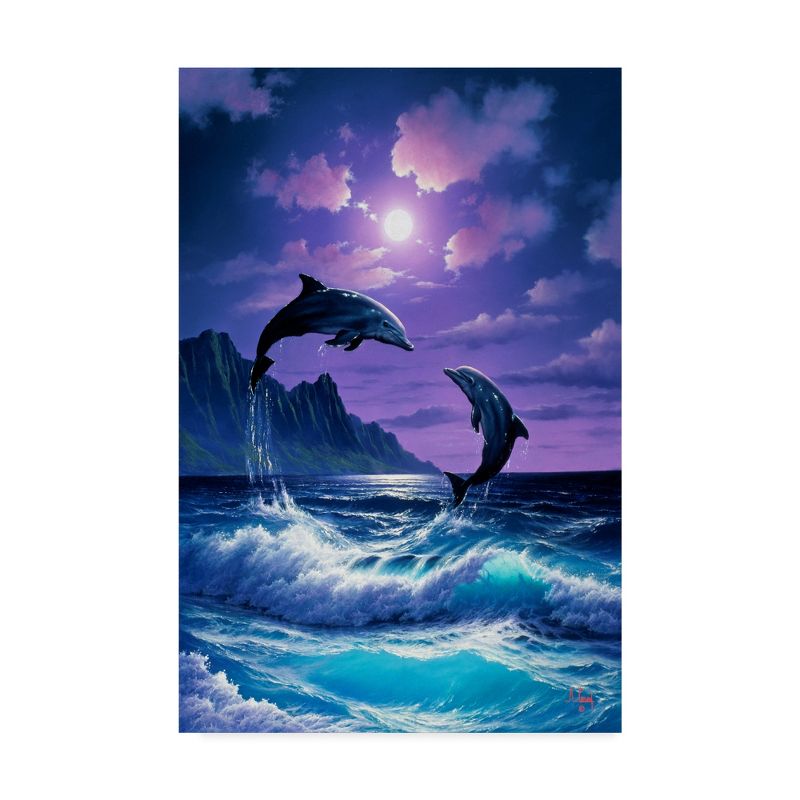 Trademark Fine Art -Anthony Casay 'Jumping Dolphins' Canvas Art, 2 of 4