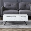 HomeRoots 48" White and Black Wood and Steel Lift Top Coffee Table With Drawer - 2 of 4