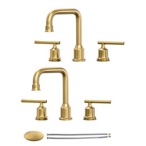 WOWOW 8 in. Widespread Double Handle Bathroom Faucet with Drain Kit in Brushed Nickel-2 PCS - 1 of 4
