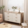 Angel Sar 6 Drawer White Dresser, Wood Storage Organizer , Modern Drawer Chest for Nursery, Living Room, Hallway, Kids Bedroom, White - 2 of 4