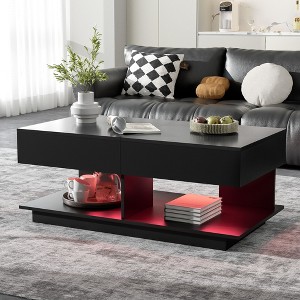NicBex Modern Extendable Top Coffee Table with Hidden Storage & Open Shelves,Multi-Functional Tea Table Center Table for Living Room,Studio - 1 of 4