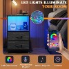NightStand with Charging Station, LED Bedside Table with 2 Fabric Drawers, Storage Shelf, 3 USB Ports and 2 Outlets - 4 of 4