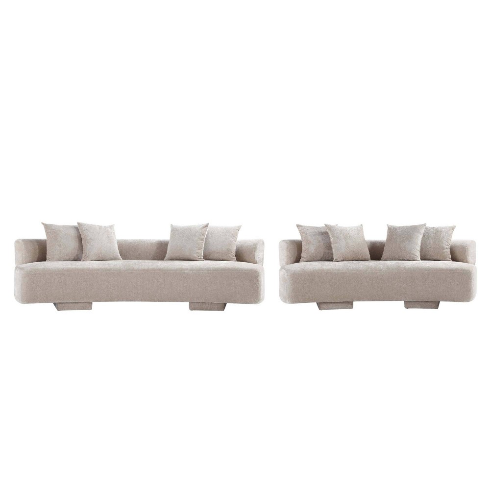 Manhattan Comfort 2pc Verandah Chenille Upholstered 112" Sofa and 90.6" Sofa Set Beige