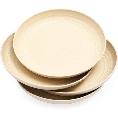 Beige Wheat Straw Microwave-Safe Dinner Plates, 6-Pack