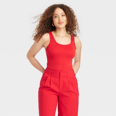Women's Slim Fit Tank Top - A New Day™ Red S : Target