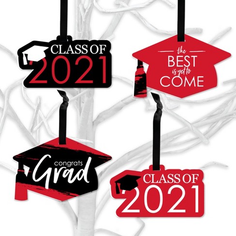 Big Dot Of Happiness Red Grad Best Is Yet To Come 21 Red Graduation Decorations Tree Ornaments Set Of 12 Target
