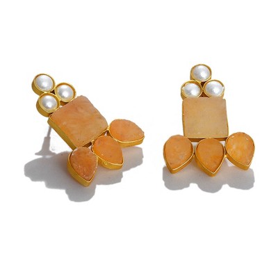 SOHI Women's Gold  Geometric Teardrop Earrings