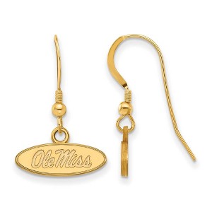 Black Bow Jewelry 14k Yellow Gold Plated Sterling Silver Mississippi Rebels NCAA Dangle Earrings - 1 of 3