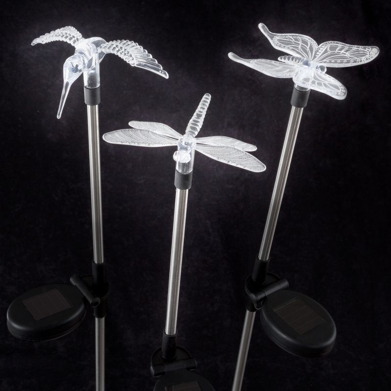 Nature Spring Solar Outdoor LED Yard Stakes - Butterfly, Hummingbird & Dragonfly, 3 Pieces, 4 of 7