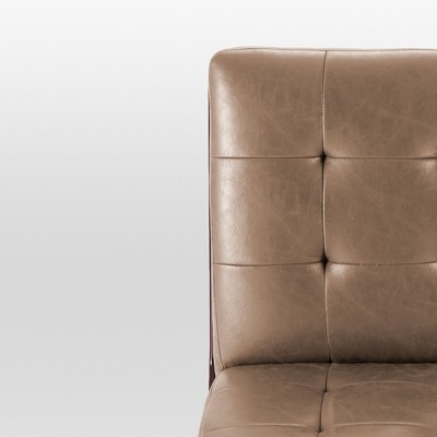 Brown Faux Leather Metal Frame Accent Chair