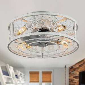 Bella Depot 19'' Farmhouse Reversible Caged Ceiling Fan with Light Kit and Remote - 1 of 4