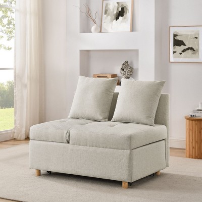 NicBex Convertible Sleeper Chair,Linen Folding Sofa Bed with Adjustable Backrest,Couches with Wheels for Living Room,White/Black/Blue/Pink/Beige