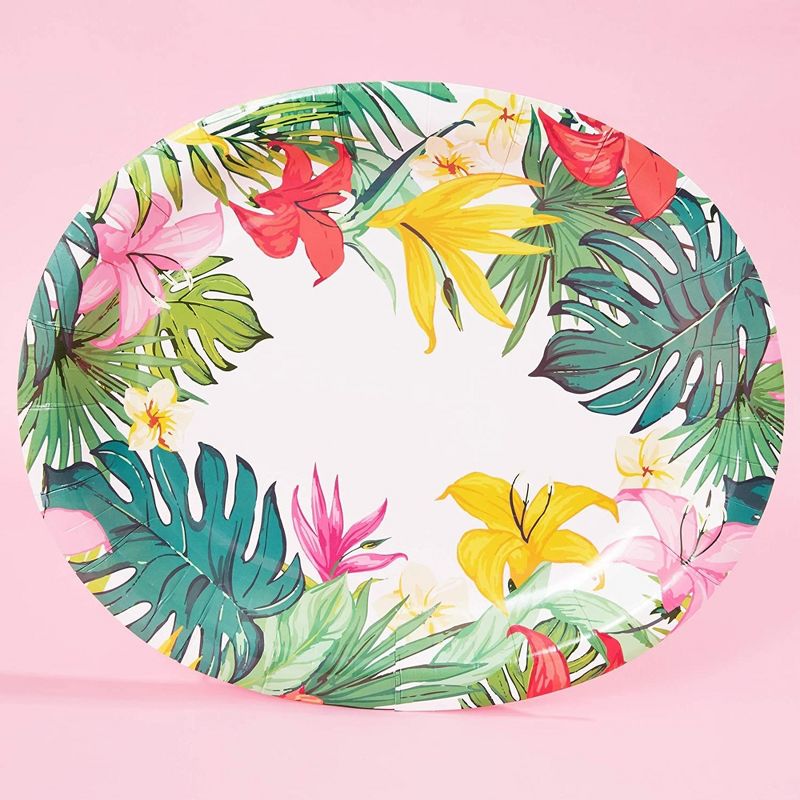 Sparkle and Bash 48-Pack Disposable Party Paper Plates, Summer BBQ Beach Hawaiian Luau Birthday Supplies 12 in., 3 of 6