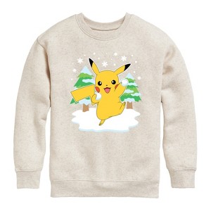 Boys' - Pokémon - Pikachu Snowball Fight-Youth Crew Fleece Sweatshirt Graphic Long Sleeve Fleece Sweatshirt - 1 of 4