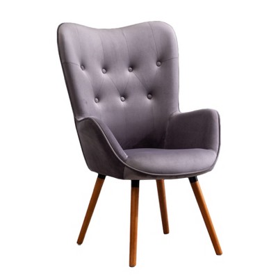NicBex Silky Velvet Accent Chair,Upholstered Living Room Chairs with High Tufted Button Backrest,Cozy Armchair,Accent Chairs for Living Room