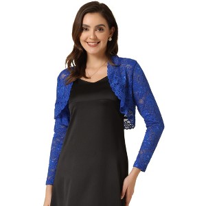INSPIRE CHIC Women's Elegant Sheer Floral Lace Crop Bolero Shrug - 1 of 4