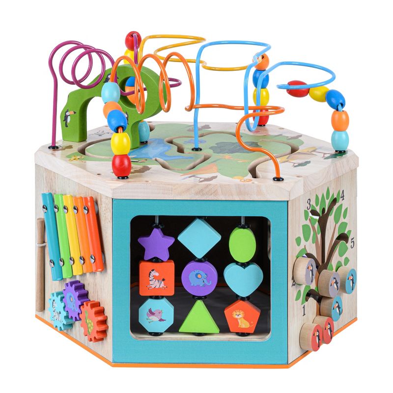 Teamson Kids Preschool 7 in 1 Wooden Activity Cube, Educational Toy PS-T0005, 1 of 13